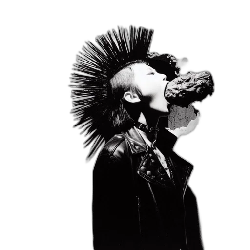 hair, jacket, crown, mask transparent PNG cut-out