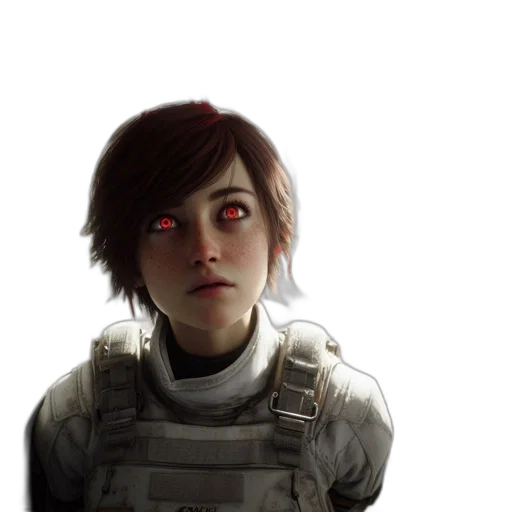 face, weapon, concept art, photorealistic transparent PNG cut-out