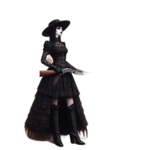 dress, hat, staff, weapon transparent PNG cut-out