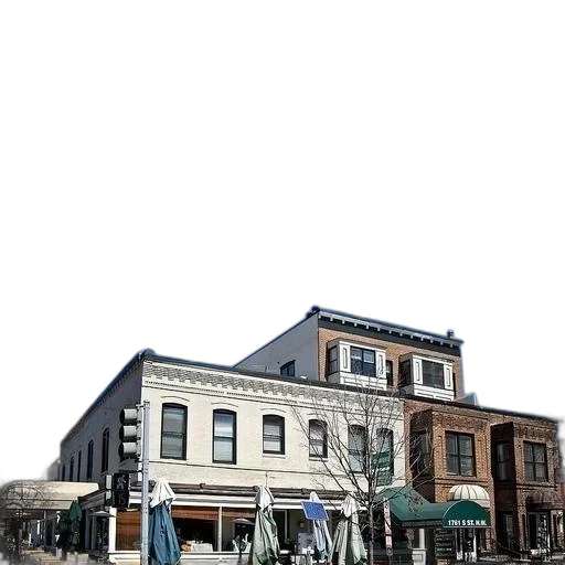 building, furniture, umbrella, 3d render transparent PNG cut-out