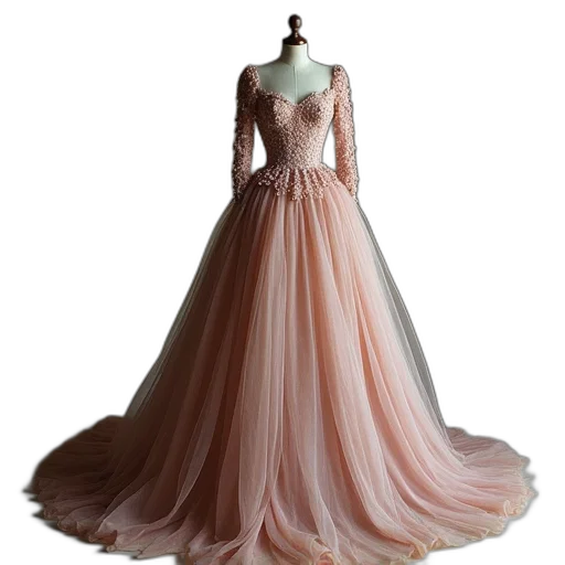 dress, crown, jewelry, 3d render transparent PNG cut-out