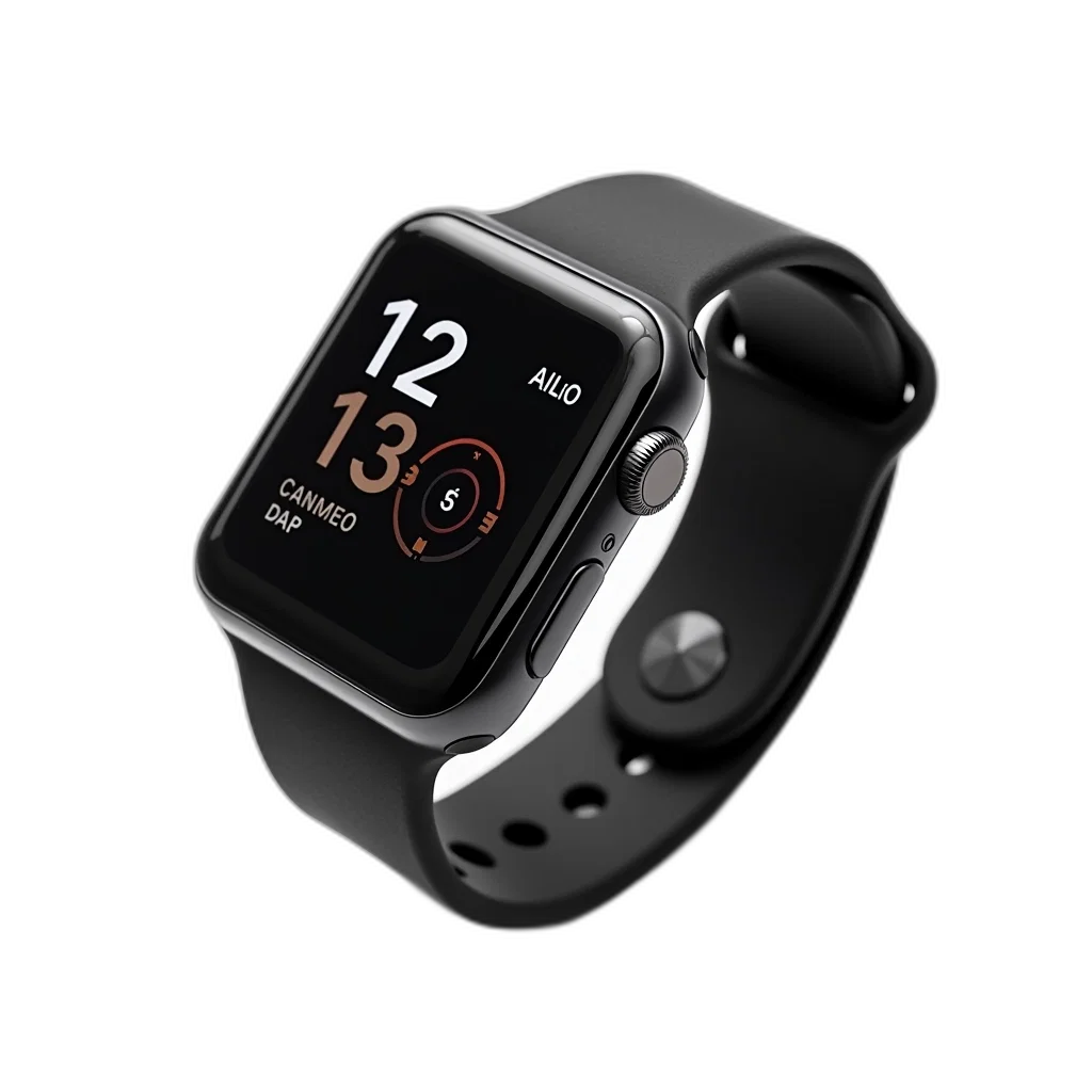 3d render, black, digital, smartwatch transparent PNG cut-out
