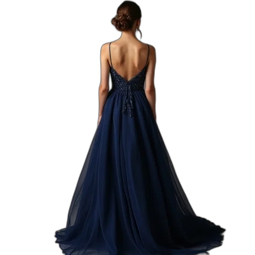 dress, photorealistic, blue, dark transparent PNG cut-out