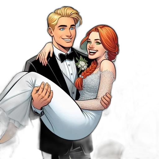 comic book art, concept art, cartoon, joyful transparent PNG cut-out