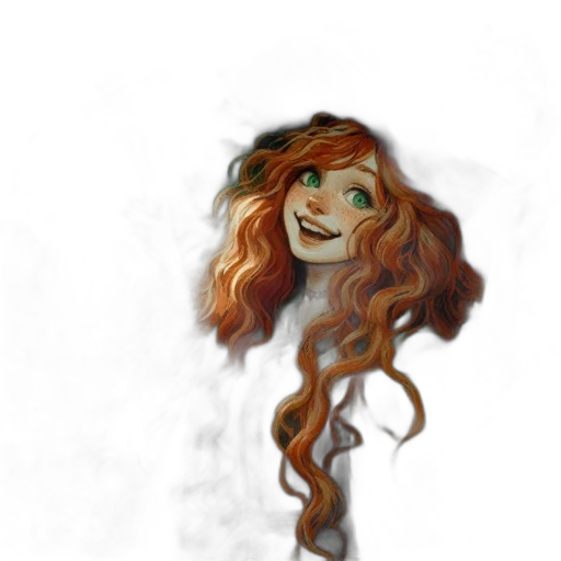 hair, face, staff, dress transparent PNG cut-out