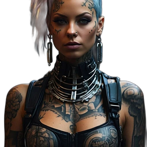 robot, jewelry, face, cyberpunk transparent PNG cut-out