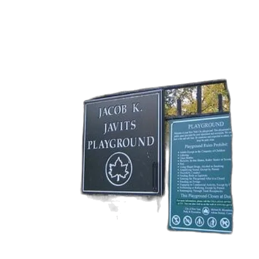 sign, jacob, javits, playground transparent PNG cut-out