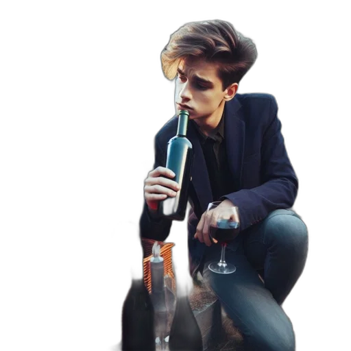 bottle, jacket, watercolor, concept art transparent PNG cut-out