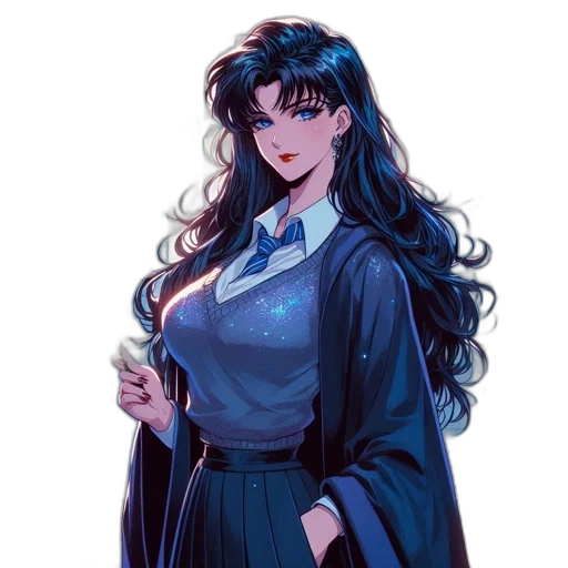 dress, jacket, staff, comic book art transparent PNG cut-out