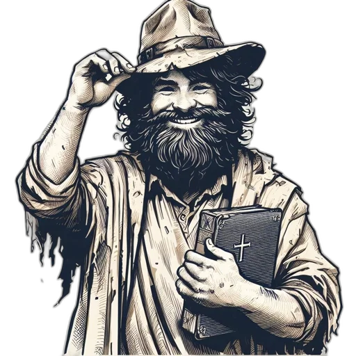 hat, staff, face, photorealistic transparent PNG cut-out