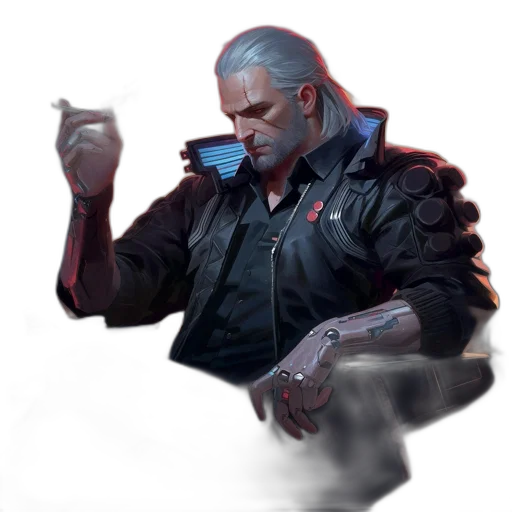 jacket, weapon, robot, face transparent PNG cut-out