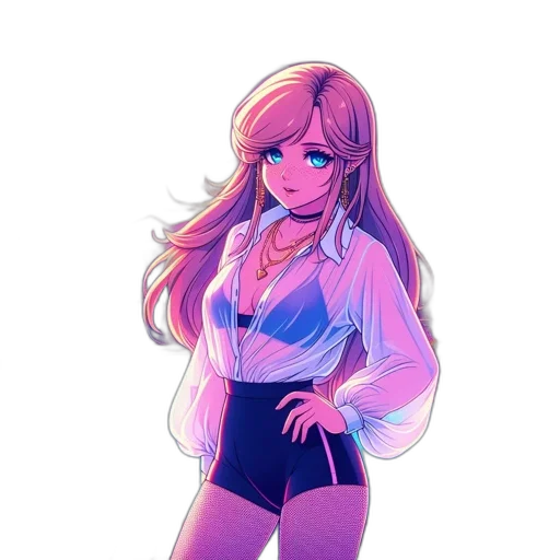 dress, jacket, staff, hair transparent PNG cut-out