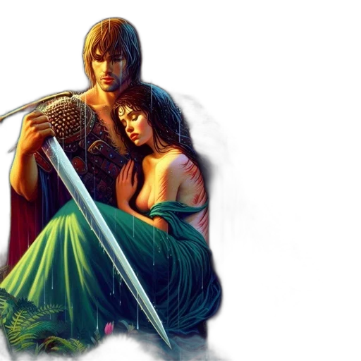 sword, fantasy art, concept art, pixel art transparent PNG cut-out