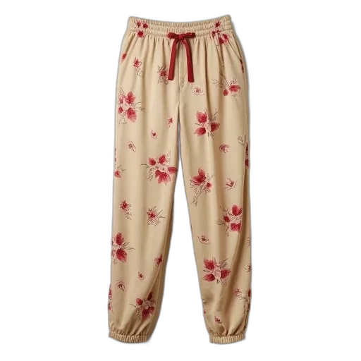 pair, beige, pants, floral transparent PNG cut-out