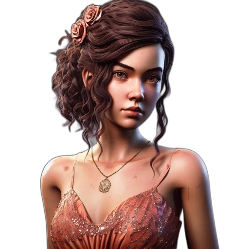 dress, jewelry, face, staff transparent PNG cut-out