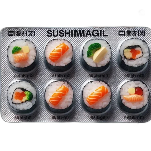food, sushi, rolls, placed transparent PNG cut-out