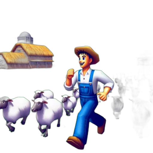 concept art, pixel art, 3d render, rural transparent PNG cut-out