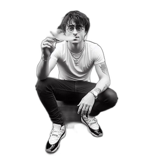 jacket, shoes, face, staff transparent PNG cut-out