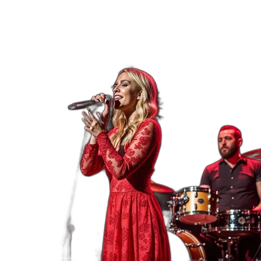 dress, female, singer, performing transparent PNG cut-out