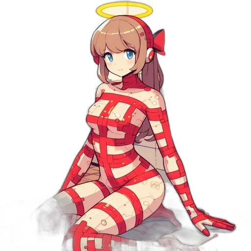 dress, robot, creature, staff transparent PNG cut-out