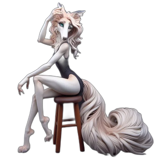 dress, hair, staff, animal transparent PNG cut-out