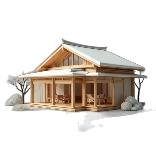 furniture, building, umbrella, 3d render transparent PNG cut-out