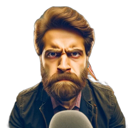 face, jacket, hair, staff transparent PNG cut-out