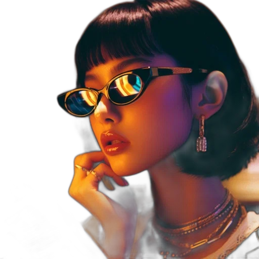 jewelry, face, photorealistic, cyberpunk transparent PNG cut-out