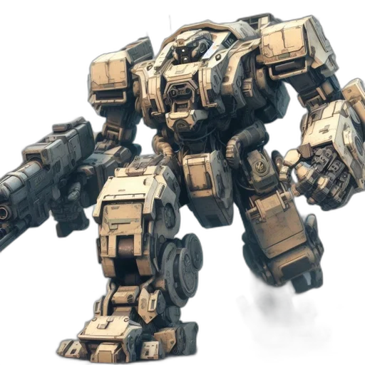 robot, weapon, concept art, 3d render transparent PNG cut-out