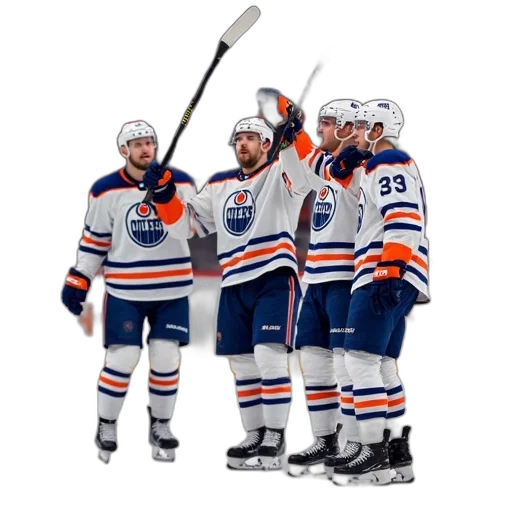 staff, oilers, players, holding transparent PNG cut-out