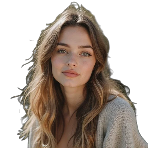 face, hair, jacket, jewelry transparent PNG cut-out