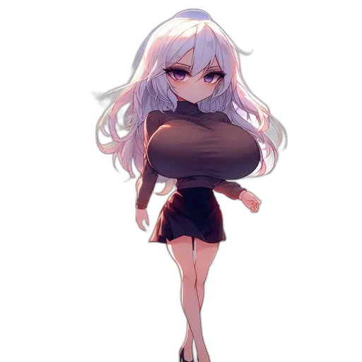 dress, jacket, creature, staff transparent PNG cut-out