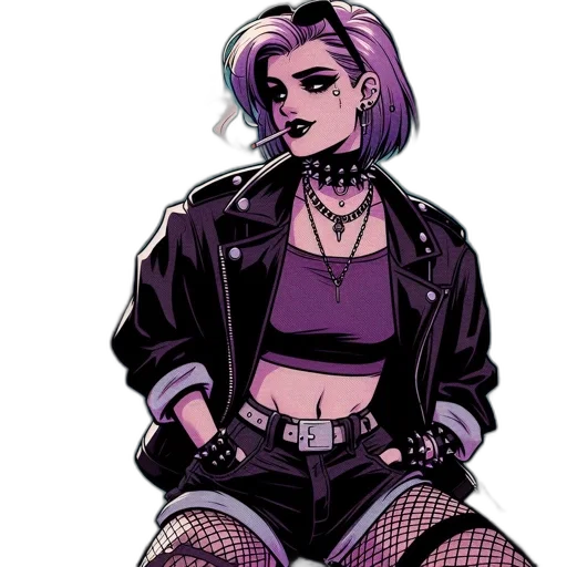 jacket, cyberpunk, comic book art, cartoon transparent PNG cut-out