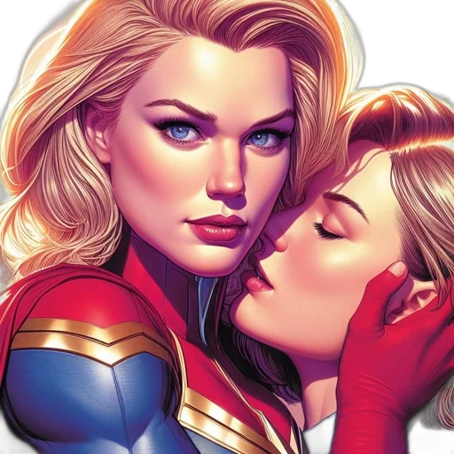 comic book art, two, female, characters transparent PNG cut-out