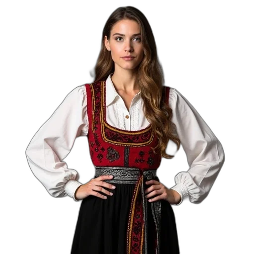 dress, jacket, face, staff transparent PNG cut-out