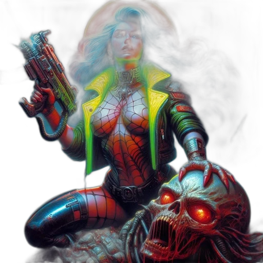 comic book art, concept art, cyberpunk, fantasy art transparent PNG cut-out