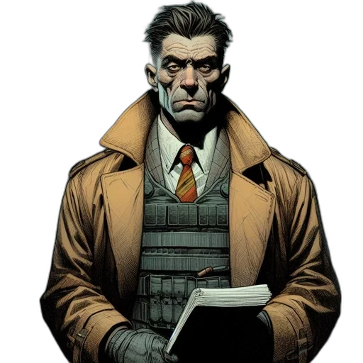 jacket, comic book art, concept art, earth tones transparent PNG cut-out