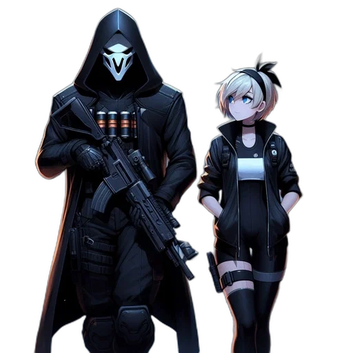 weapon, jacket, staff, mask transparent PNG cut-out