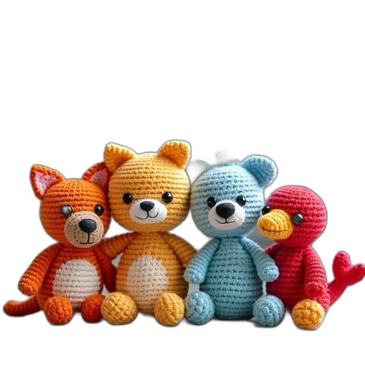 3d render, group, colorful, crochet transparent PNG cut-out