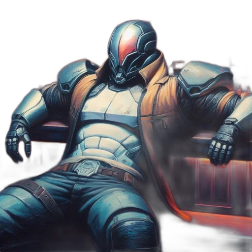 robot, jacket, mask, concept art transparent PNG cut-out