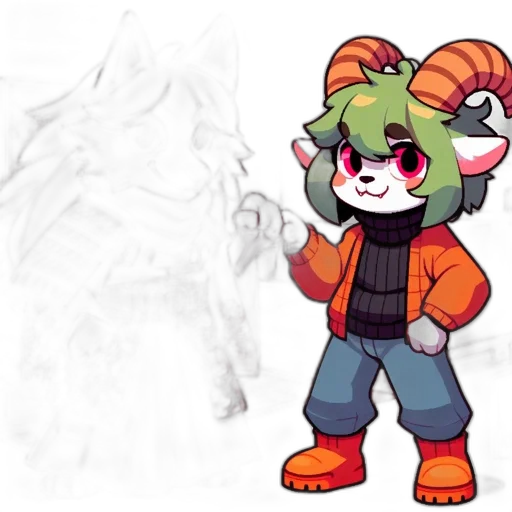 jacket, staff, creature, concept art transparent PNG cut-out