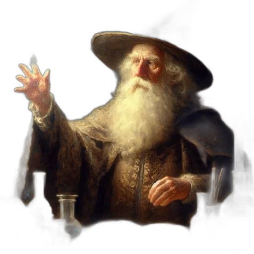 hat, staff, face, photorealistic transparent PNG cut-out