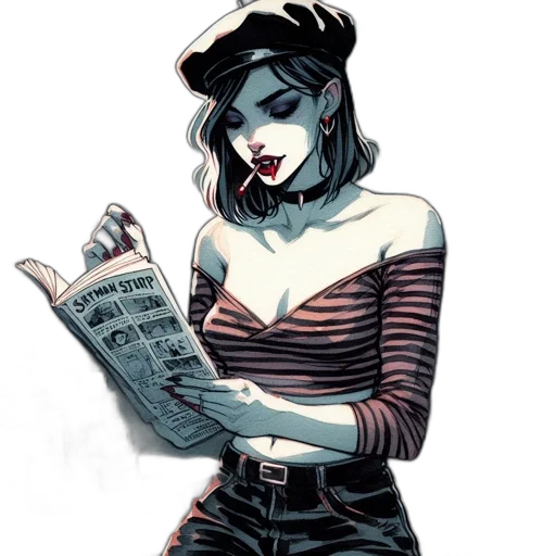 comic book art, concept art, cartoon, cyberpunk transparent PNG cut-out
