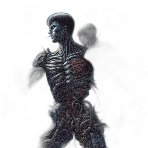 robot, creature, staff, sword transparent PNG cut-out