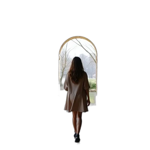 dress, umbrella, jacket, hair transparent PNG cut-out