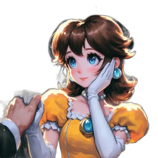 dress, crown, face, staff transparent PNG cut-out