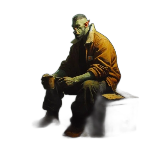 staff, face, creature, jacket transparent PNG cut-out