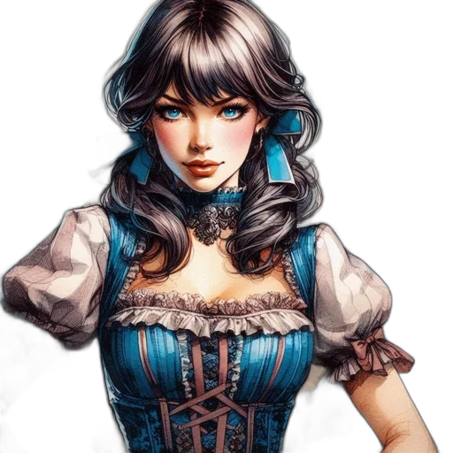 dress, face, jewelry, fantasy art transparent PNG cut-out