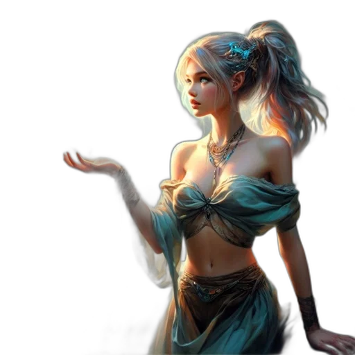 dress, fantasy art, concept art, comic book art transparent PNG cut-out