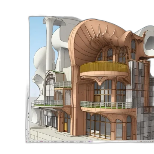 building, concept art, 3d render, photorealistic transparent PNG cut-out